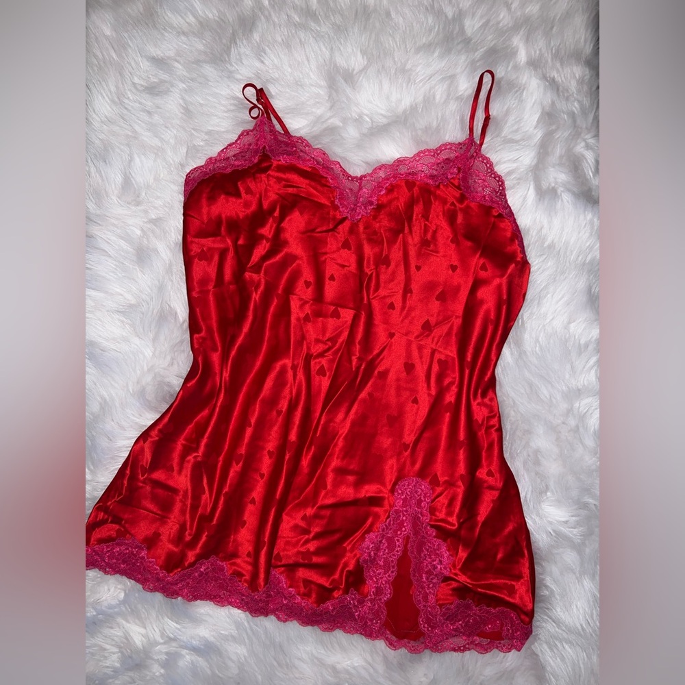 Red and Pink Lace Chemise with heart detail
